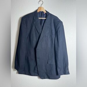 john w nordstrom linen navy blazer jacket 48R